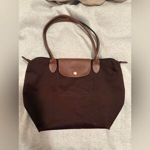 Longchamp Brown Tote with Gold Accent